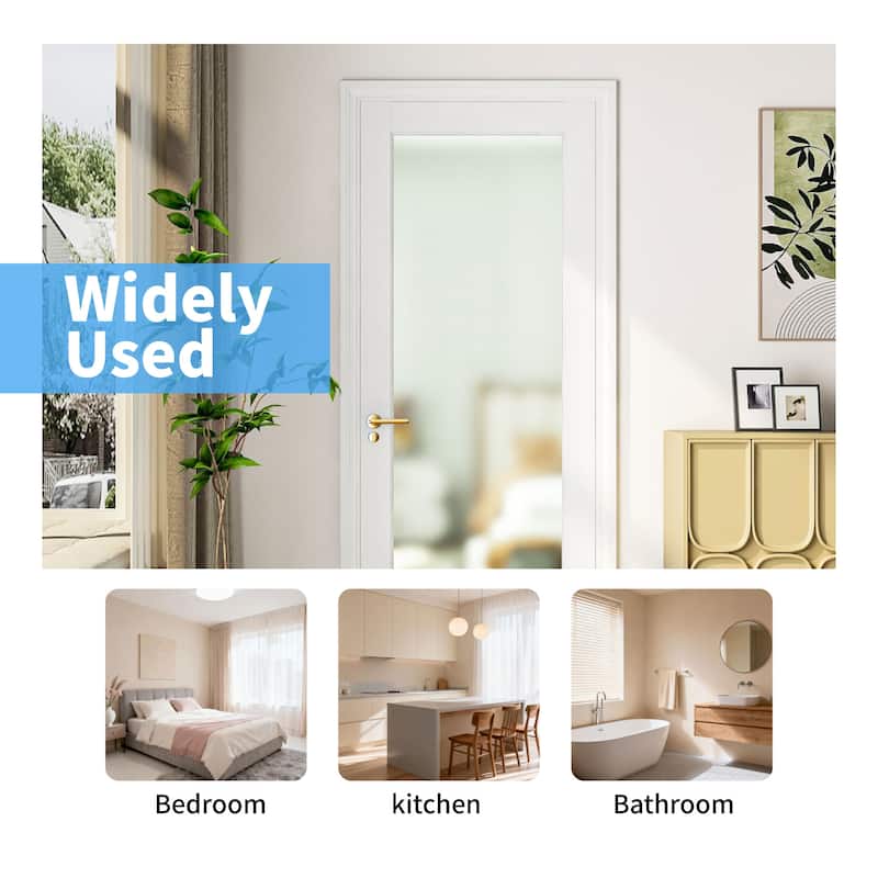 28" X 80"French Interior Door, Tempered Frosted Glass Slab Door, Pocket Doors, Solid Core prehung Interior Door Without Kit
