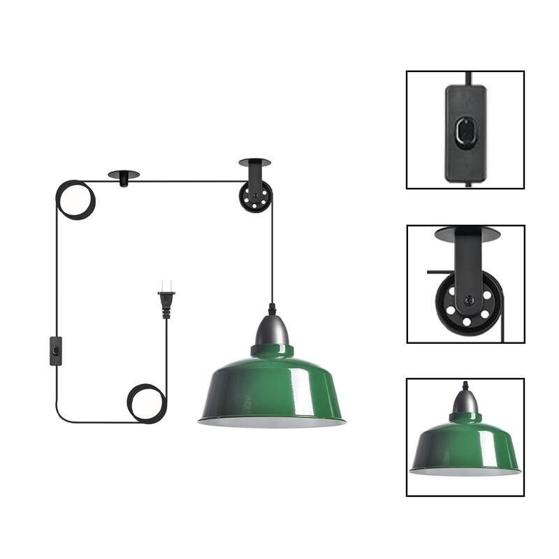 Farmhouse bulbs light green plug in light metal pendant light