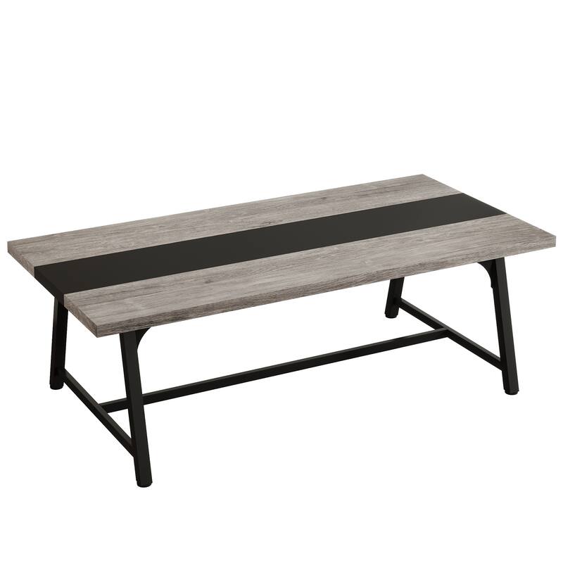70", Modern Rectangular Conference Table for 6-8 People, Grey & Black