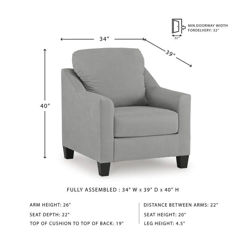 Signature Design by Ashley Adlai Gray Chair - 34"W x 39"D x 40"H