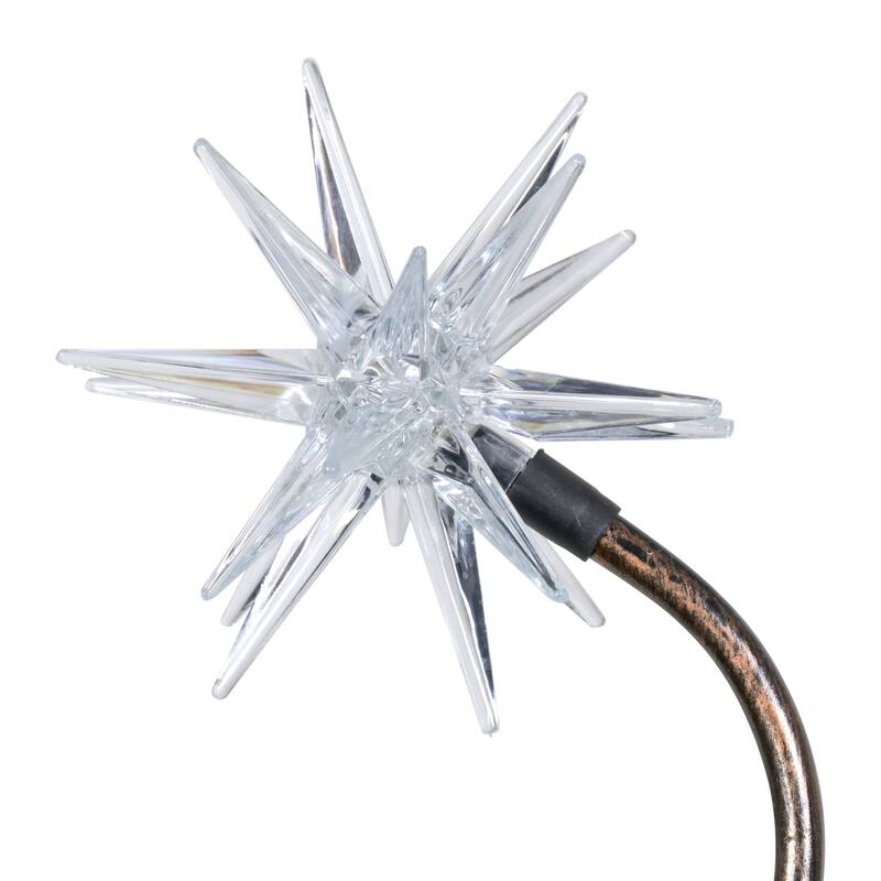 Exhart Solar Patriotic Triple Starburst Garden Stake in Red, White, and Blue with Three LED Lights, 11 by 33 Inches