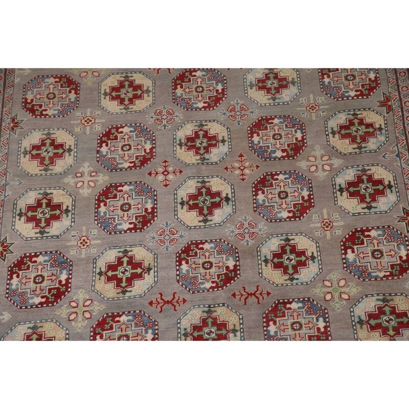 All-Over Gray Kazak Oriental Area Rug Handmade Wool Carpet - 8'5"x 11'0"