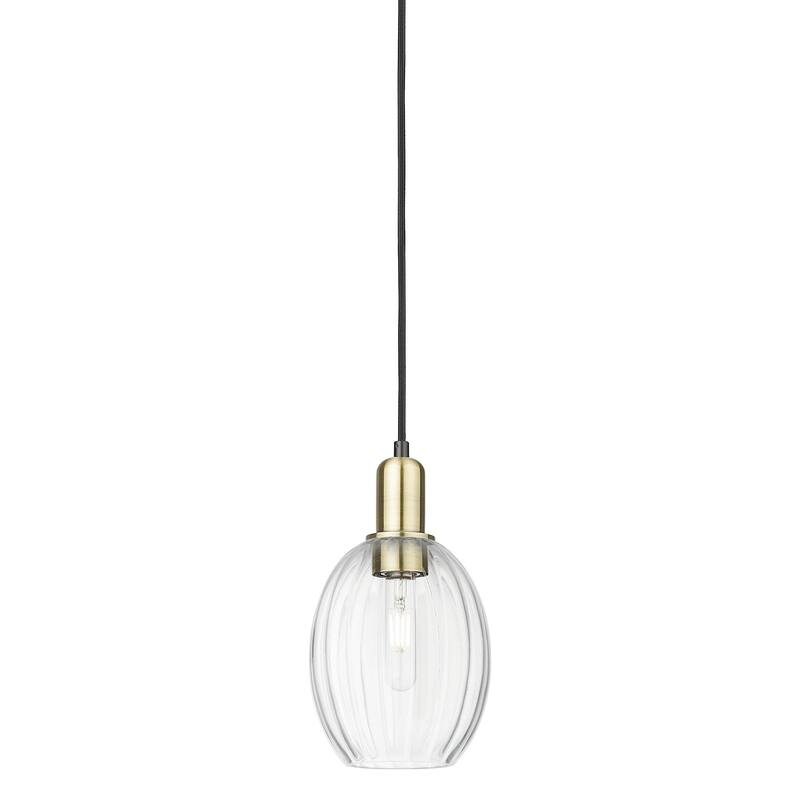 Innovations Lighting 716-1P-12-6 Preston Pendant Preston 6" Wide Mini - Black Antique Brass / Clear