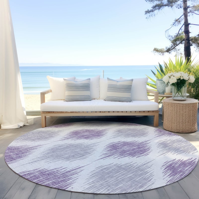 Machine Washable Indoor/ Outdoor Chantille Geo Contemporary Rug - Lavender - 8' x 8'