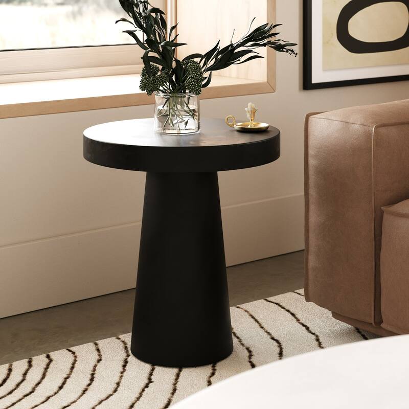 Modrest Desoto Modern Black Concrete Round End Table