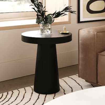 Modrest Desoto Modern Black Concrete Round End Table
