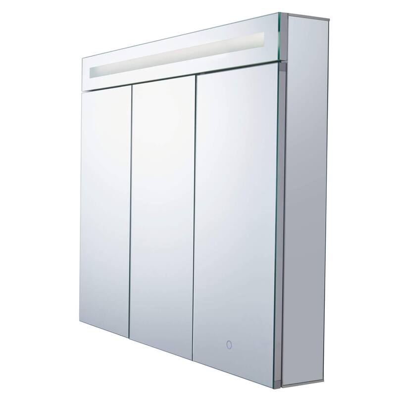 Bathroom Medicine Cabinet, Aluminum, Recessed/Surface Mount, Mirrored Interior w/LED