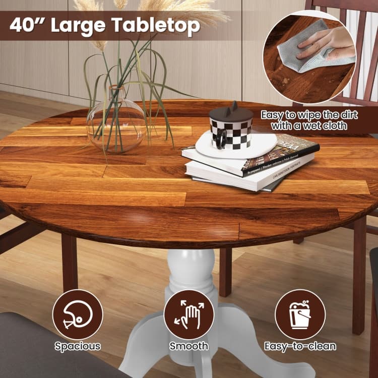 Wooden Dining Table with Round Tabletop and Curved Trestle Legs - 39.37" x 39.37" x 28.74"