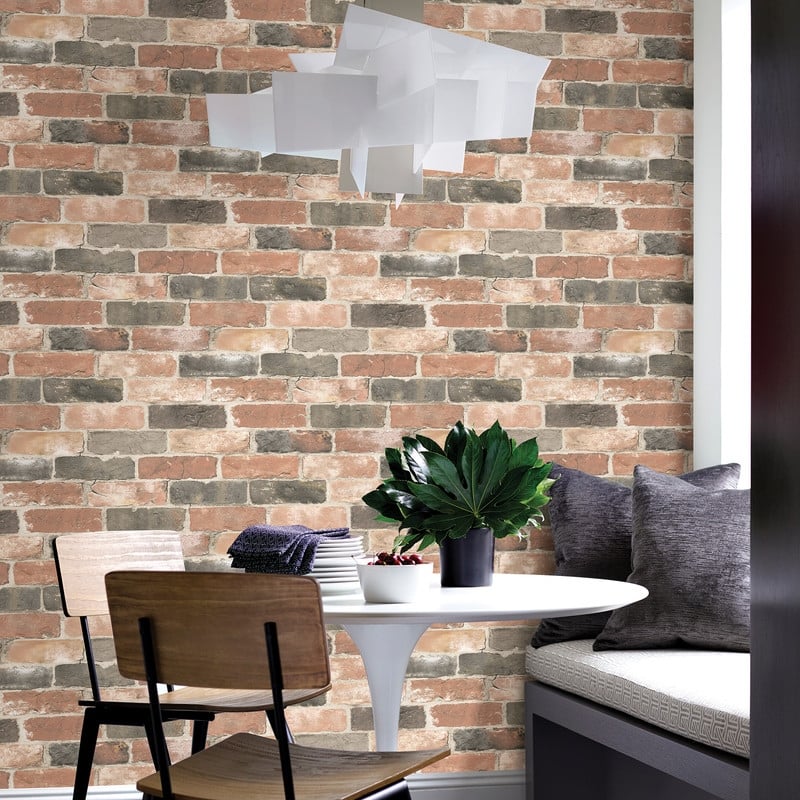 Brewster Adams Multicolor Reclaimed Bricks Wallpaper - 20.5in x 396in x 0.025in