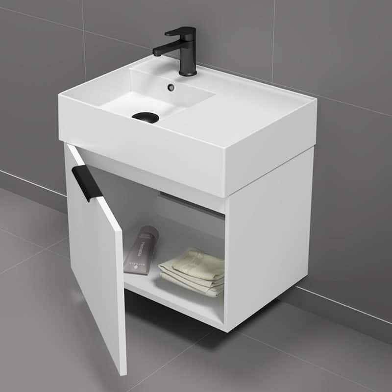 Nameeks Derin-2417-W-S-L Derin 24" Wall Mounted Single Basin Vanity