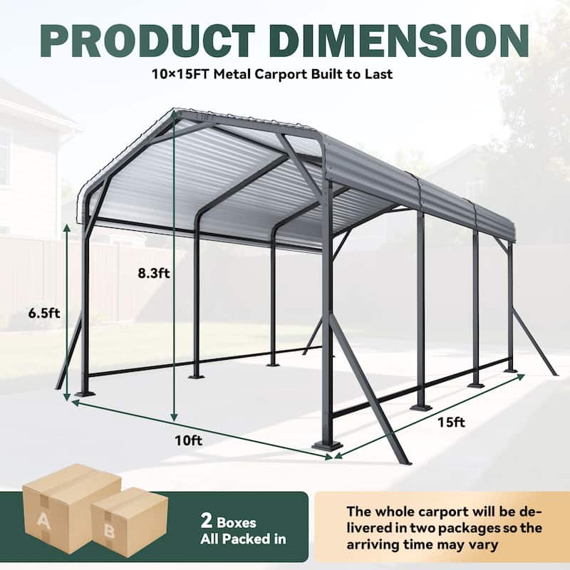 EROMMY Heavy Duty Metal Carport with Extra Support Poles, UV & Waterproof Car Canopy for Outdoor Vehicle Shelter
