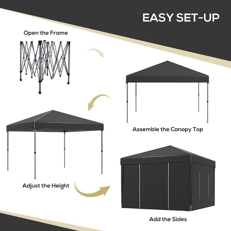 9.7'x9.7' Pop Up Canopy with Sidewalls,Mesh Windows,Reflective Strips