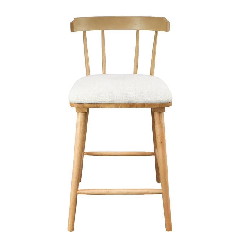 Christopher Knight Home - Olivia Modern Upholstered Solid Rubberwood Counter Stool with Windsor Open-Back Design