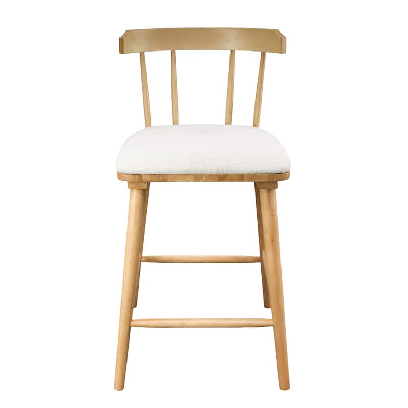 Roomfitters Olivia Indoor Windsor Style Counter Stools with Cushion, Natural Finish - Set of 4