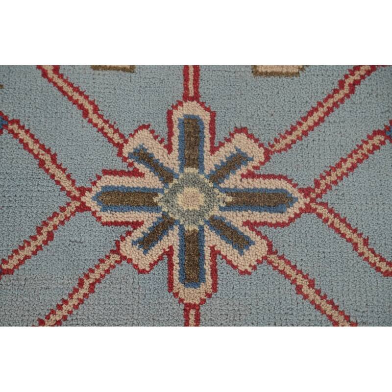 Geometric Kazak Area Rug Hand-Knotted Wool Carpet - 7'9" x 9'9"