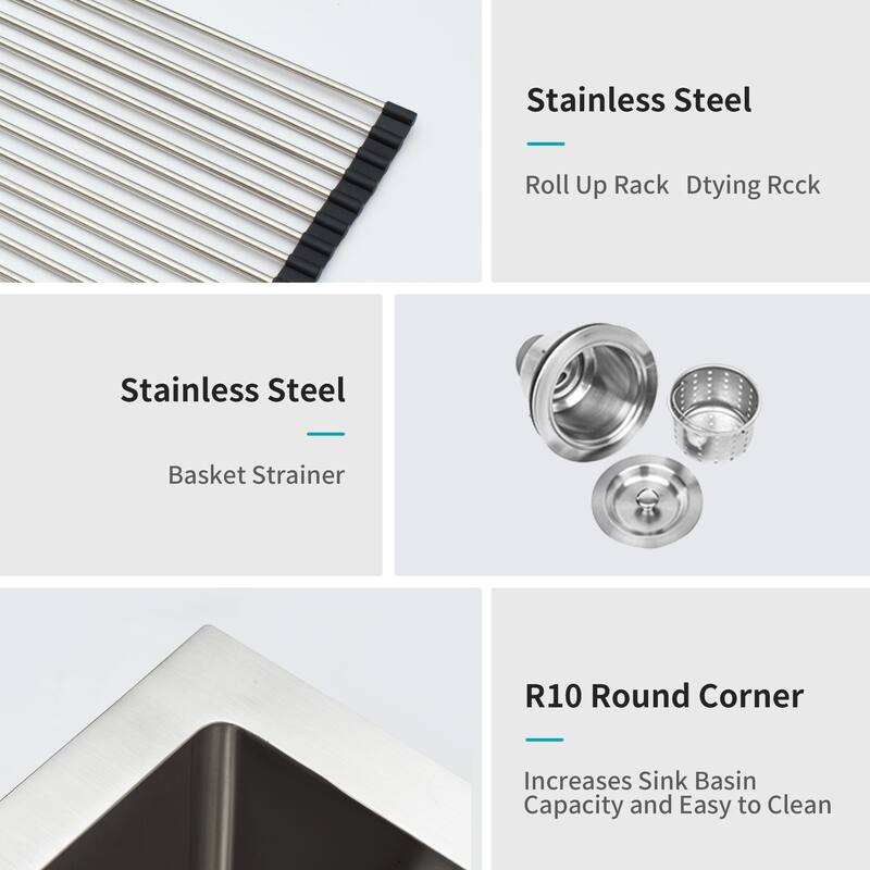 Undermount 16 Gauge Single Bowl Stainless Steel Kitchen Sink in Brushed Nickel