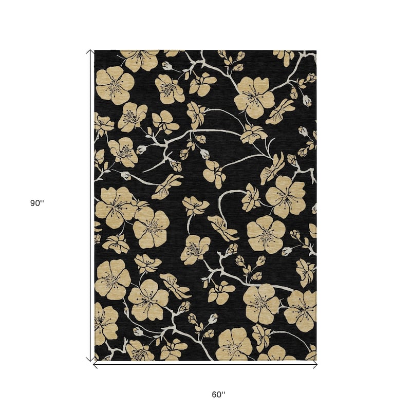 HomeRoots Floral Transitional Rectangle Outdoor Rug