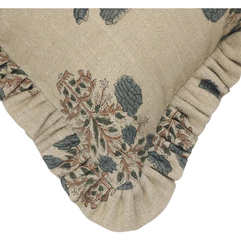 Fabdivine Linen Floral Block print pillow Cover