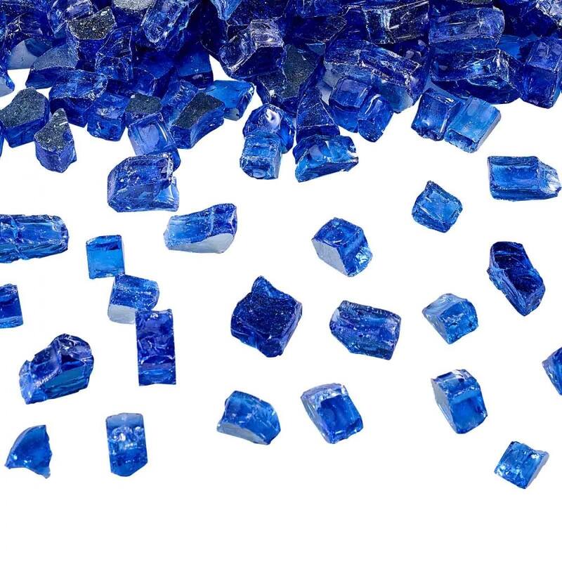 Cobalt Blue Tempered Fire Glass 1/2 Inch Reflective Crushed Rocks - 1/2 inch