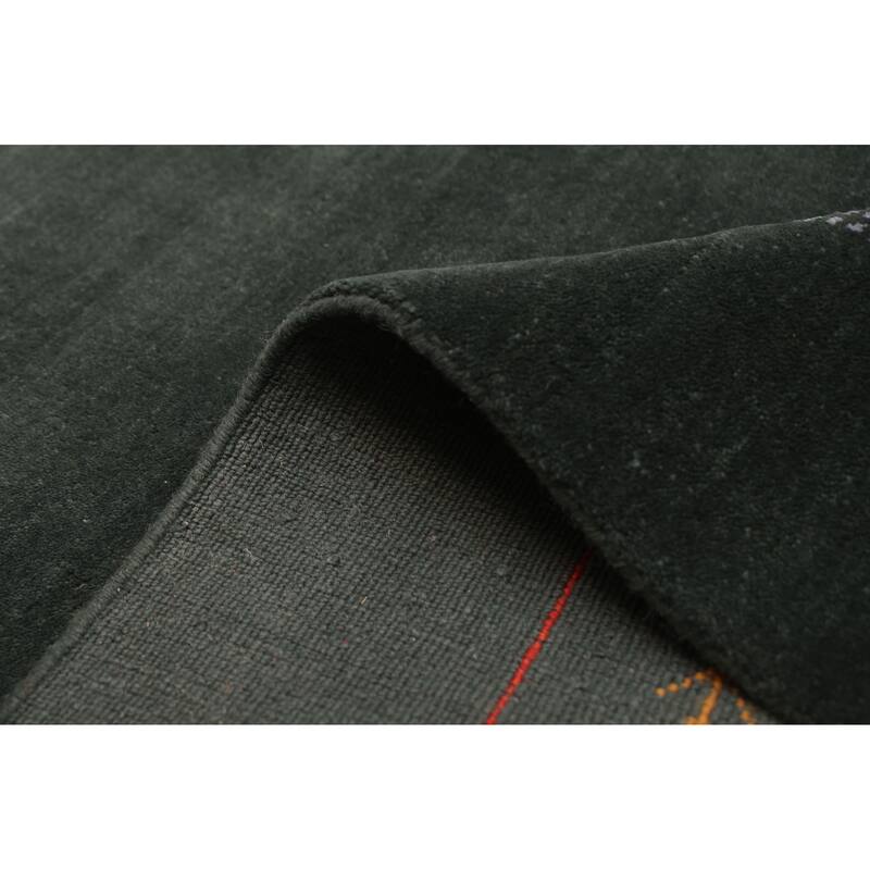 ECARPETGALLERY Hand Loomed Kashkuli Gabbeh Dark Green Wool Rug - 4'10 x 6'10