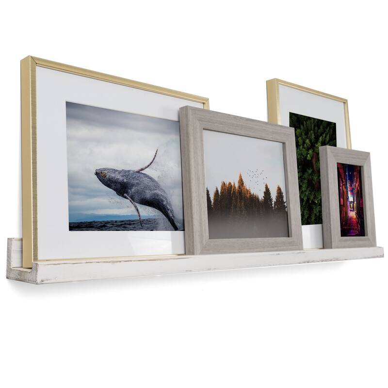 Rustic State 36 Inch Narrow Wall Mounted Shelves - Burnt White