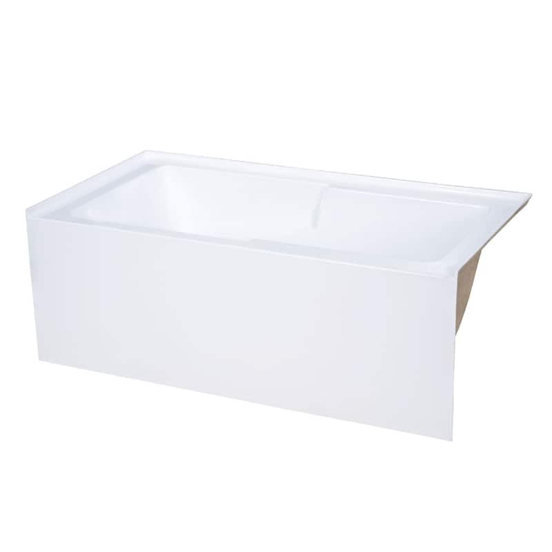 Swiss Madison Voltaire, Acrylic White, Alcove, Integral Armrest, Bathtub with Apron