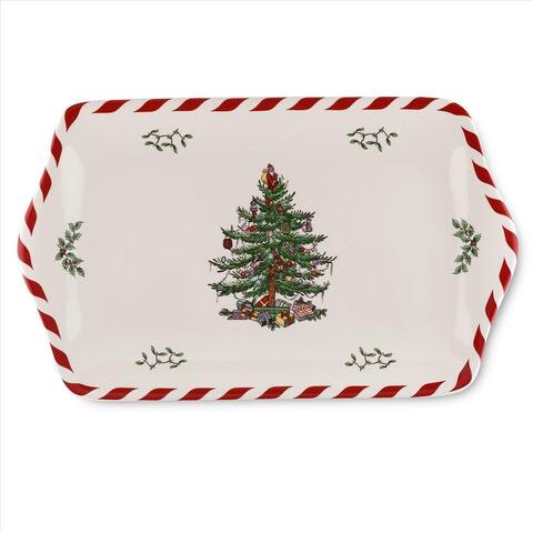 Spode Christmas Tree Peppermint Dessert Tray - 12 Inches