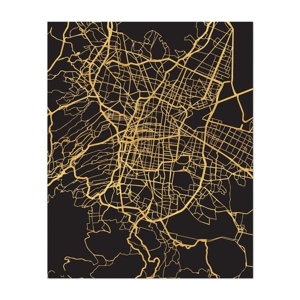 Mexico City Mexico City Gold City Street Map Maps Art Print/Poster ...