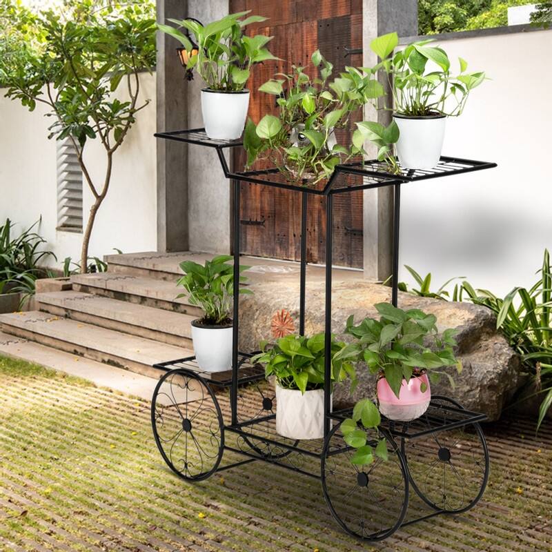 Home Decoration Art Car Shape 6 Pot Plant Stand Shelf