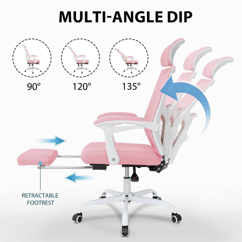 Ergonomic Mesh Office Chair with Adjustable Lumbar Support & Footrest