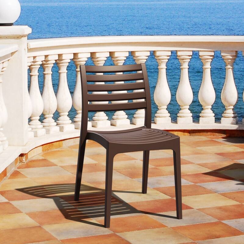 33" Brown Refined Patio Dining Chair