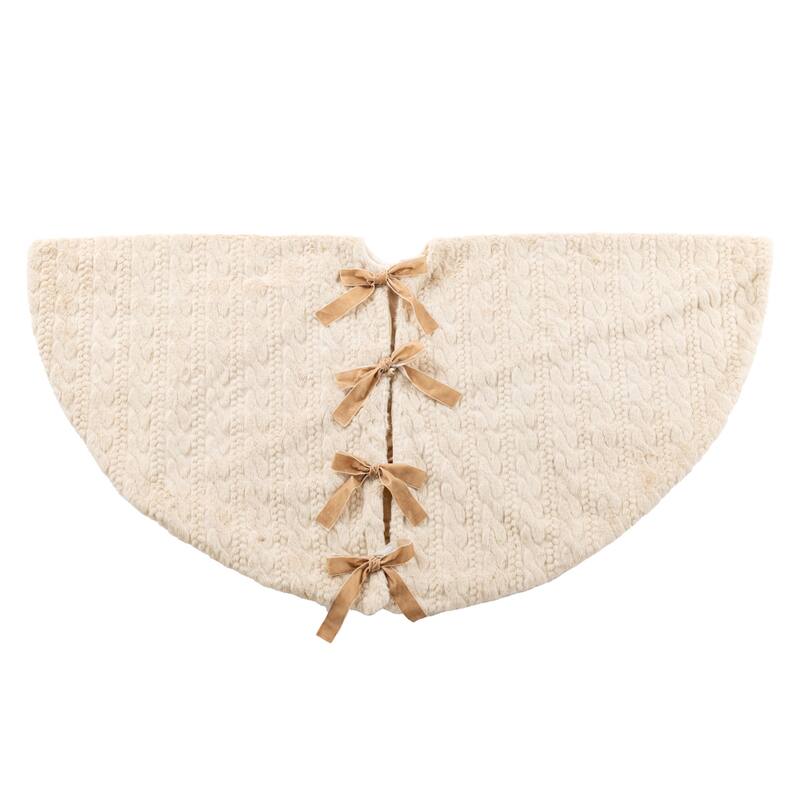 Glitzhome 21"L Plush Faux Fur Christmas Stocking with Bow & Tree Skirt