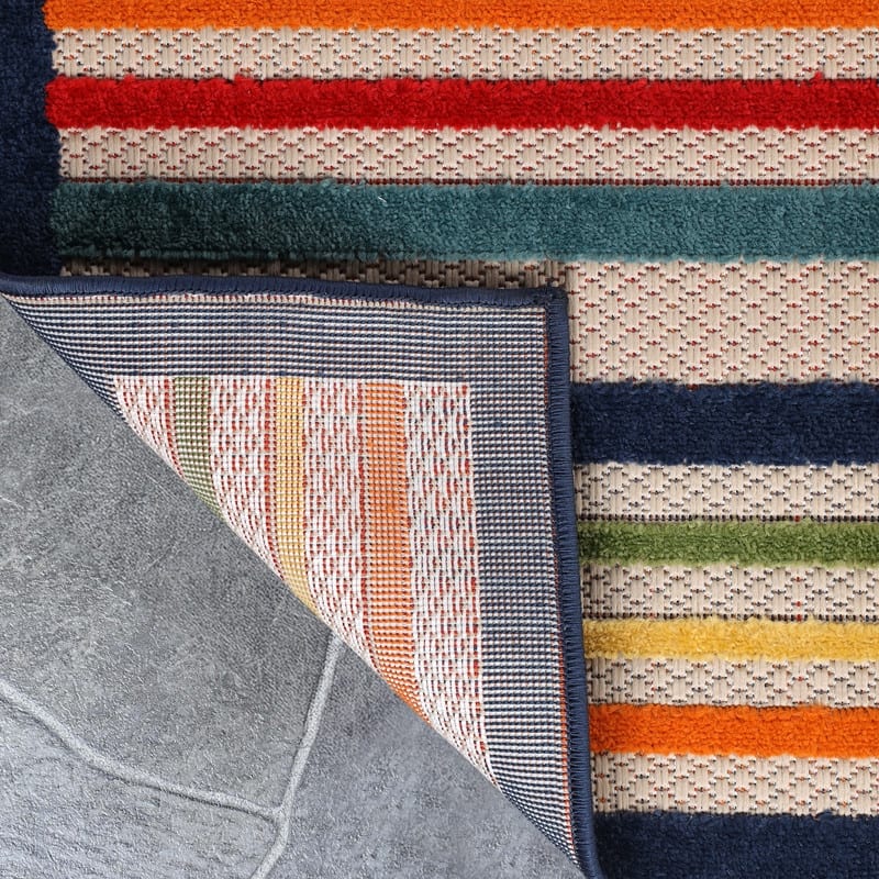 Superior Coastal Stripe Geometric Modern Indoor Outdoor Area Rug