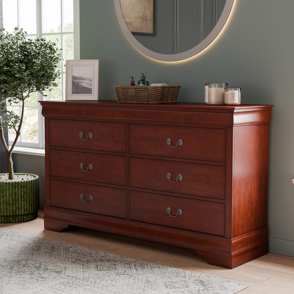 Furniture of America Devi Traditional Solid Wood 6-Drawer Dresser