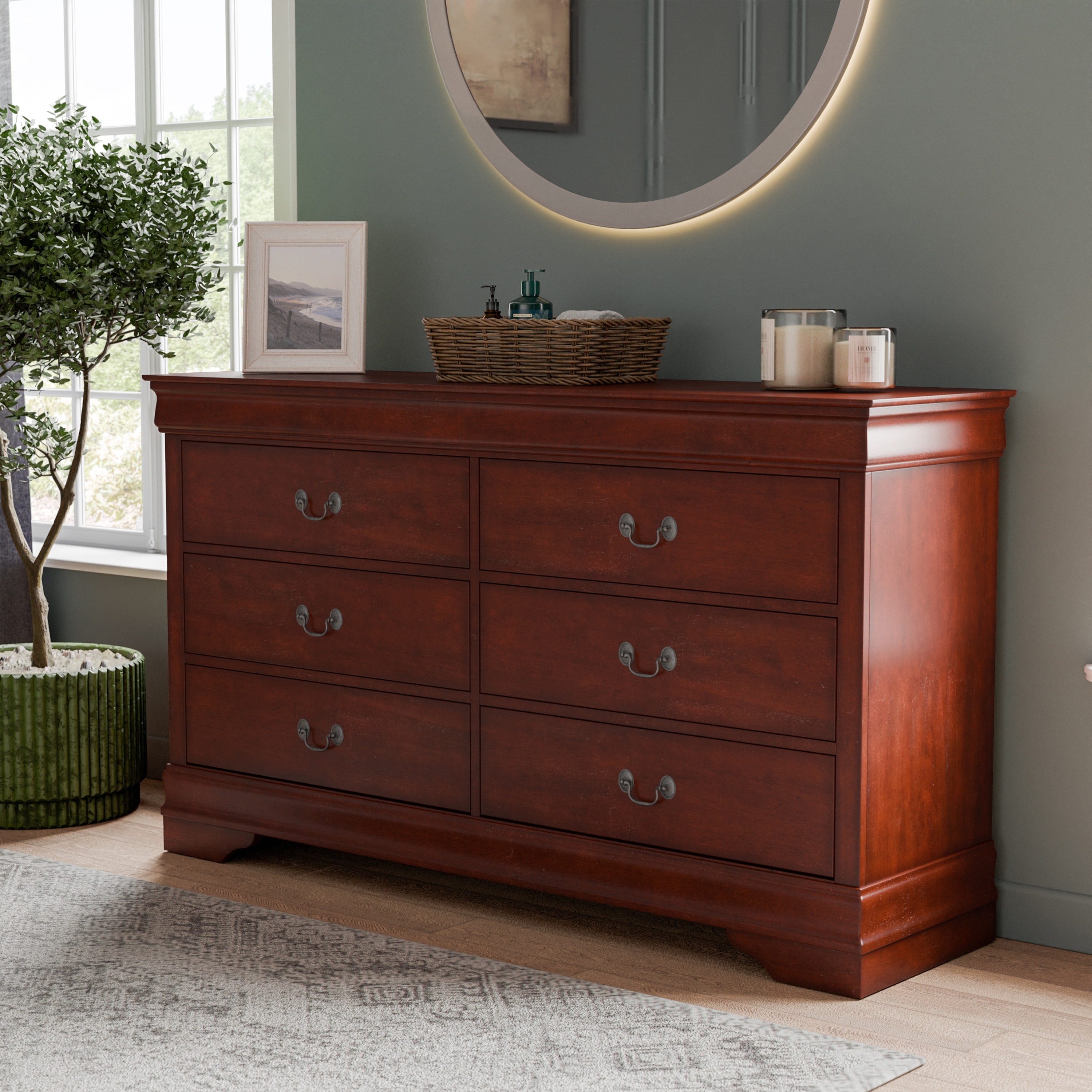 Furniture of America Devi Traditional Solid Wood 6-Drawer Dresser