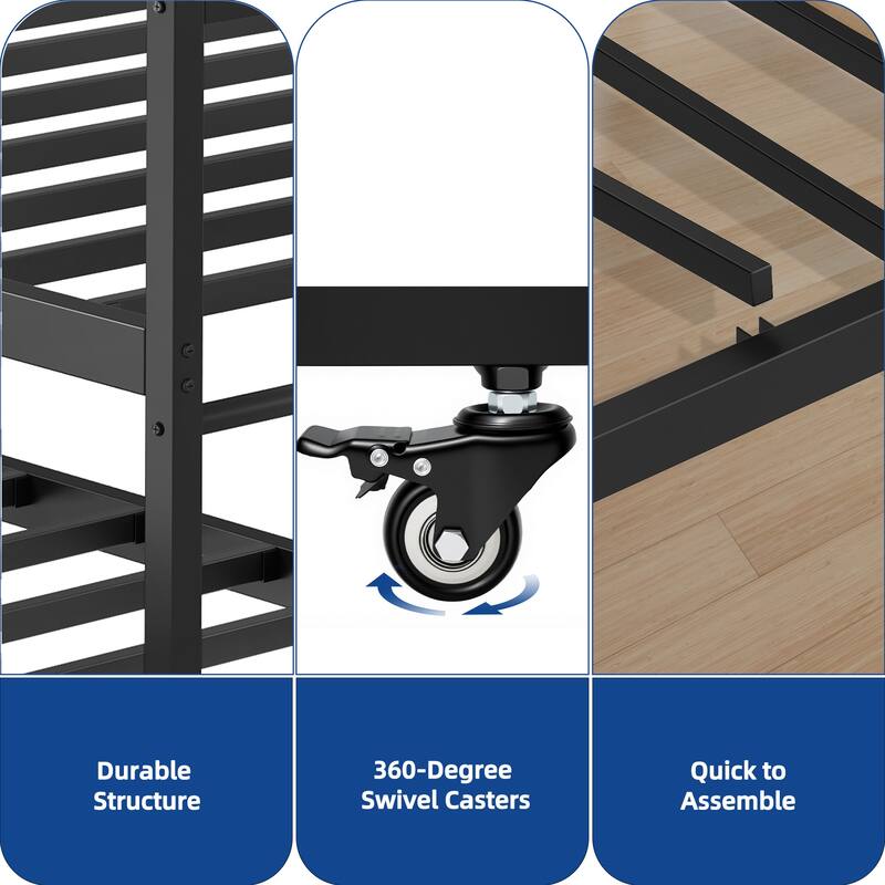 Moasis Twin Daybed with Pull Out Trundle, Metal Trundle Bed