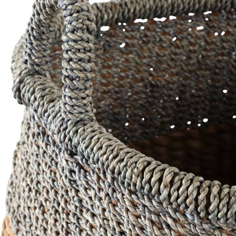 Woven Fabric Storage Basket Casual Design (Set of 2) - 19" Tan - 17.25" x 17.25" x 18.5"