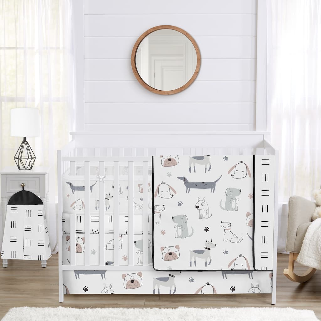 Sweet Jojo Designs Dog Boy Girl Unisex/Gender Neutral 6pc Crib Bedding + BreathableBaby Breathable Mesh Liner Modern - Crib Size