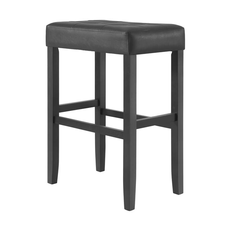 Madison Backless Bar Height Stool Black Finish with Black PU
