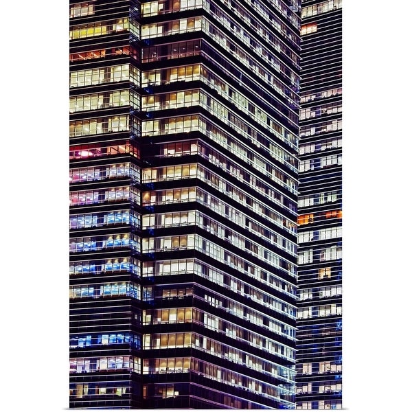 "Office buildings at night, Singapore" Poster Print