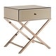 preview thumbnail 13 of 25, Camille X Base Mirrored Accent Campaign Table by iNSPIRE Q Bold Gold Champagne Finish