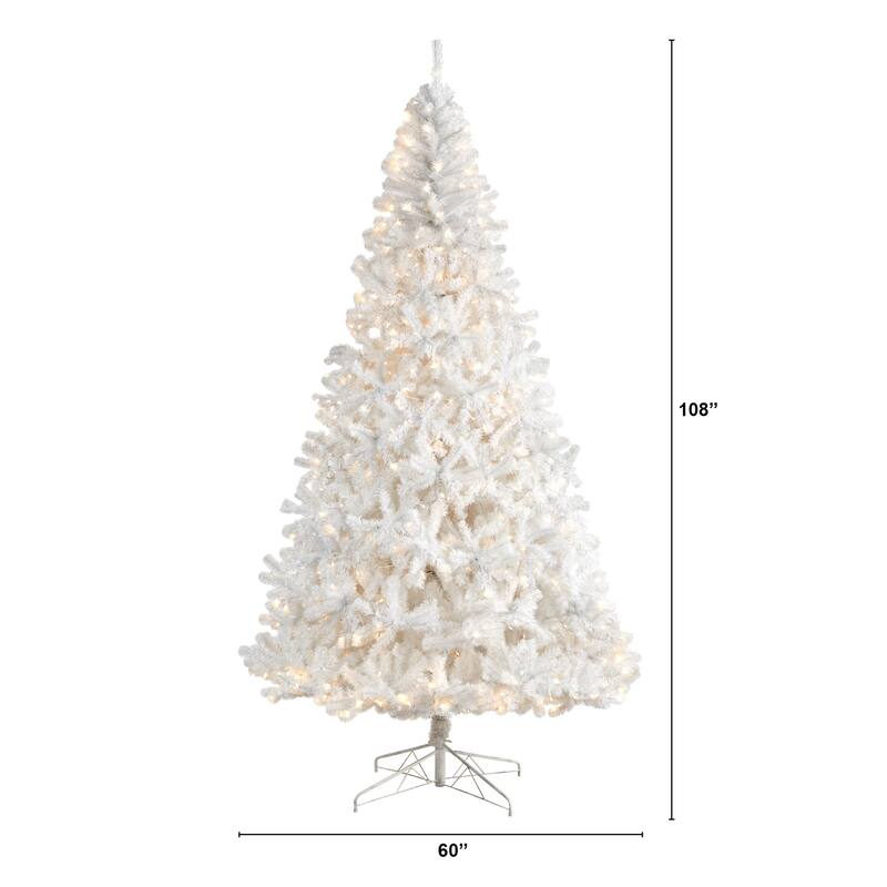 9ft. White Artificial Christmas Tree with 1860 Branches and 650 LED Lights - Elegant Festive X-Mas Centerpiece