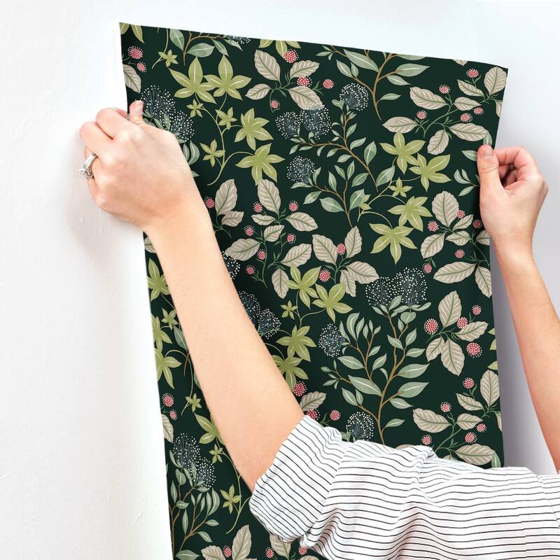 A-Street Prints Mildred Evergreen Botanical Trail Wallpaper