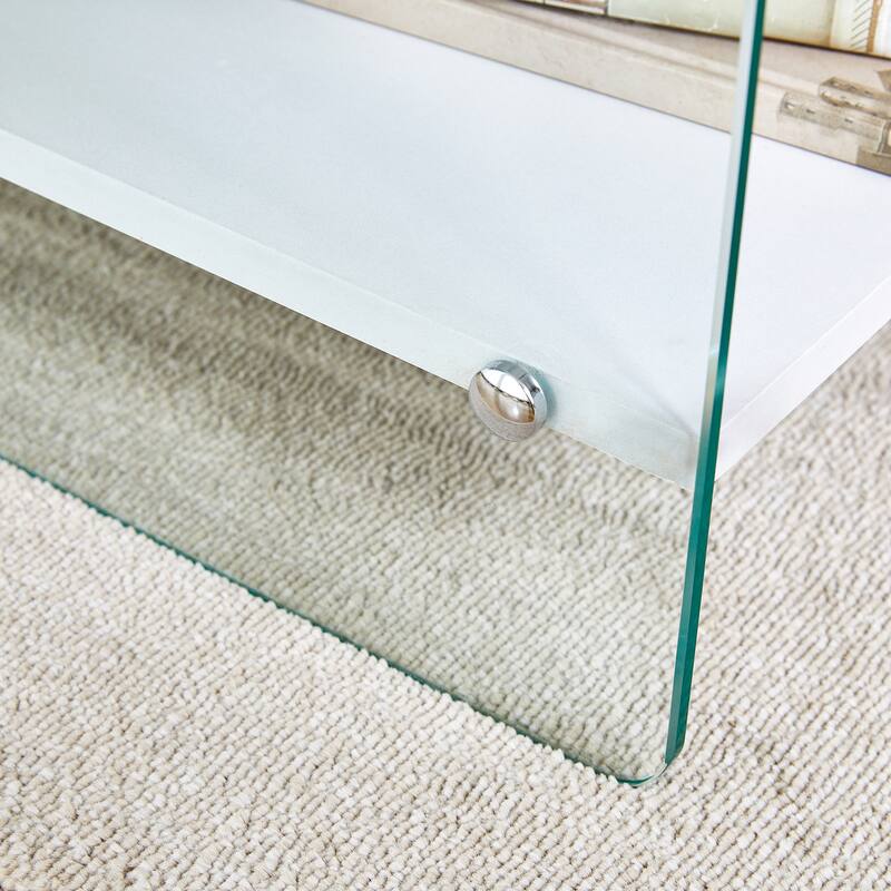 Bedside Table With Drawers With Tempered Glass Legs