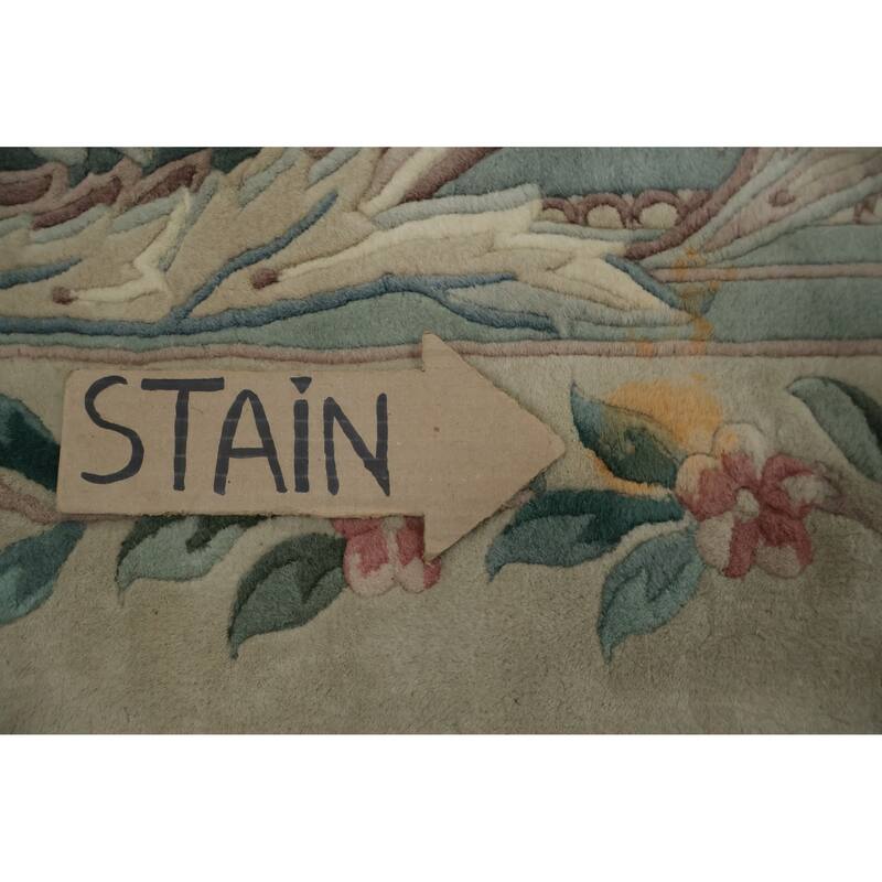 Hand Knotted Oriental 100% Wool Carpet Traditional Floral Beige & Ivories Art Deco Area Rug - 18' 2'' X 9' 11''