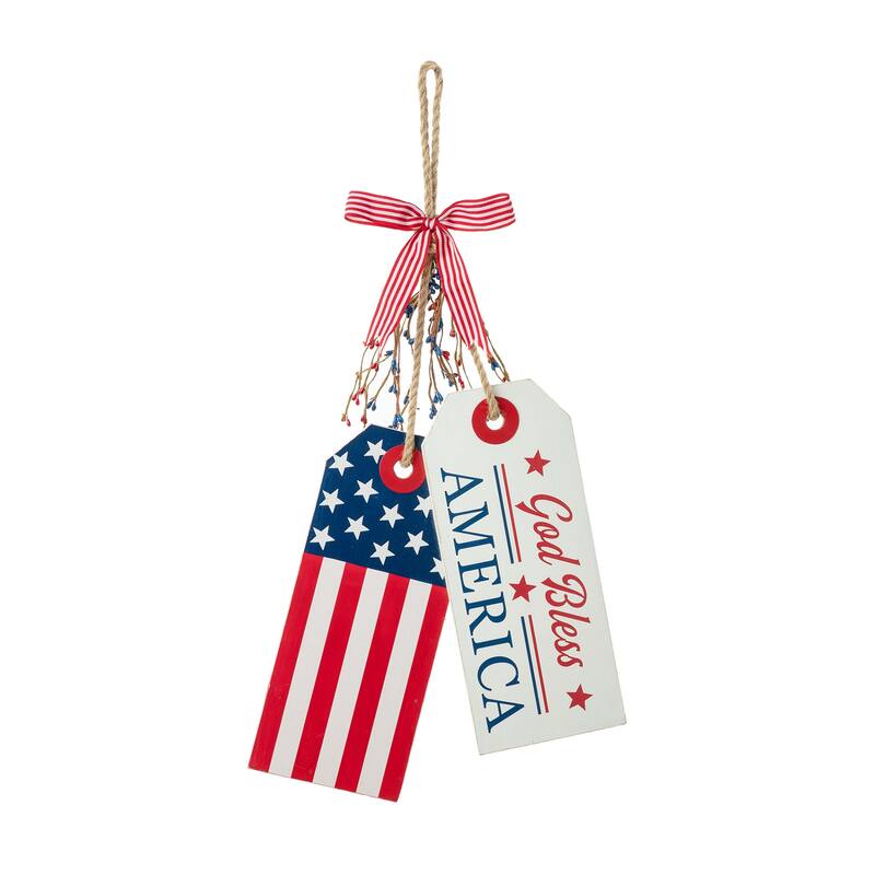 Glitzhome Patriotic/Americana Wooden Flag Sign Door Hangers Decor