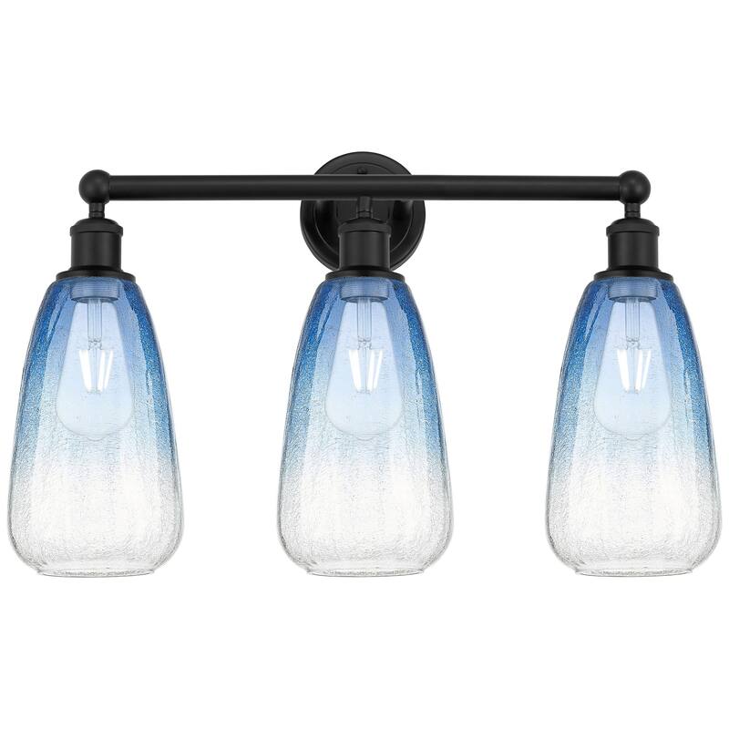 Innovations Lighting 616-3W-16-24 Brookhaven Almond Vanity Brookhaven - Matte Black / Sapphire Blue