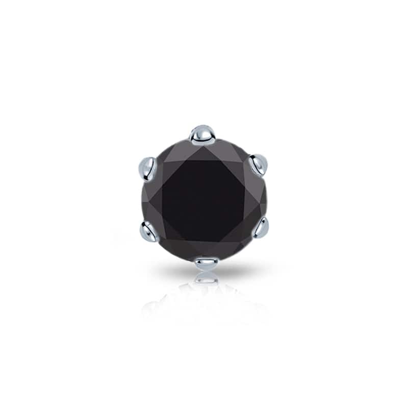 Auriya 14k Gold 1ct TDW Round 6-Prong SINGLE STUD (1) Black Diamond Earring