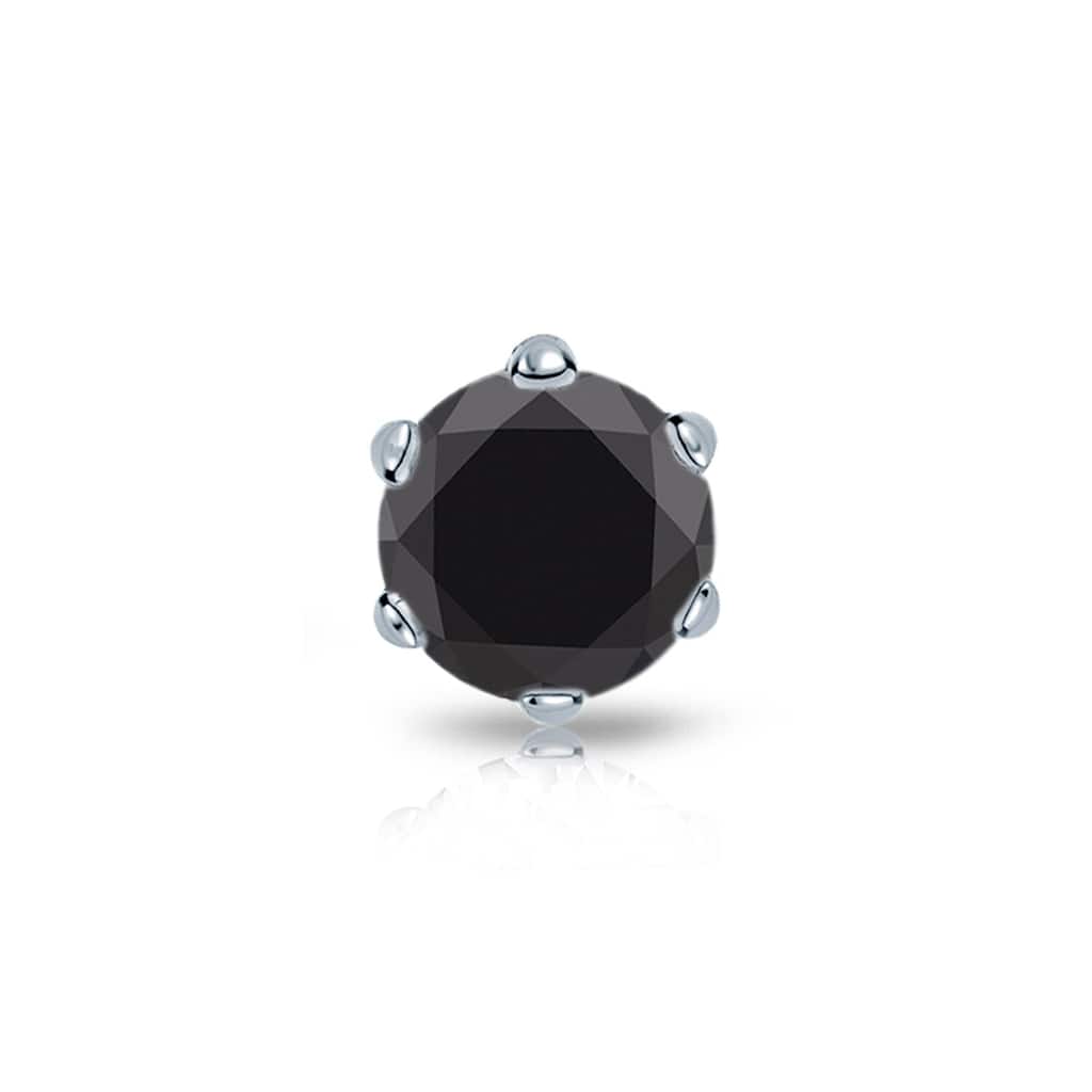 Auriya 14k Gold 1ct TDW Round 6-Prong SINGLE STUD (1) Black Diamond Earring