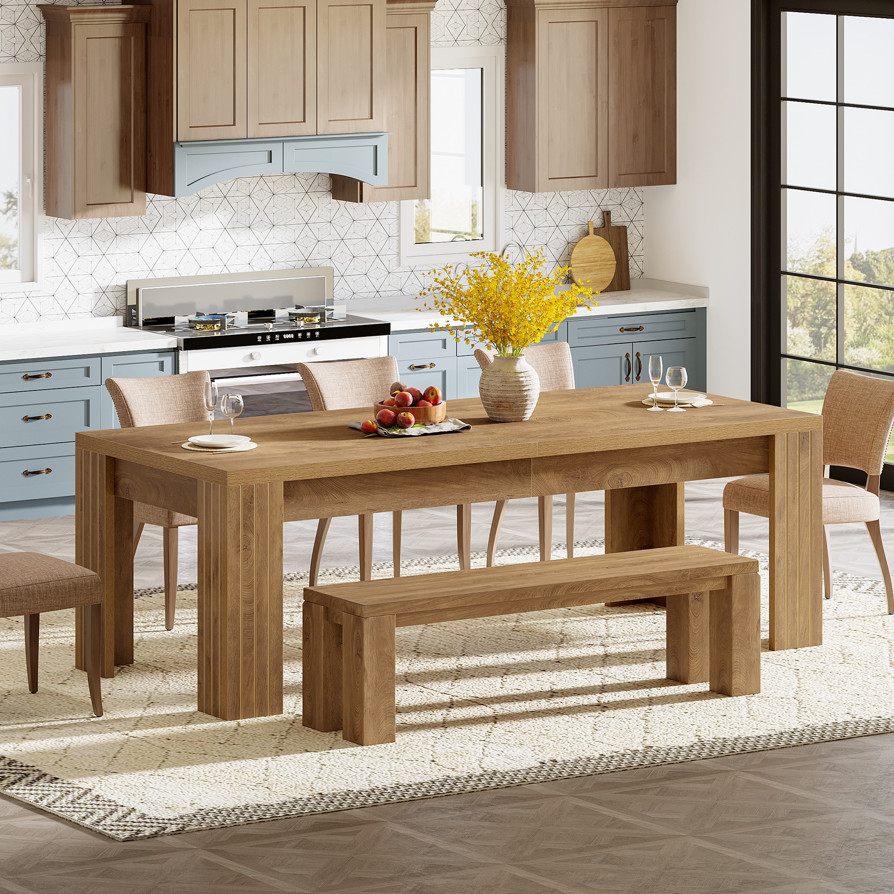 78.7 Inch Dining Table Large Modern Kitchen Table with Heavy Duty